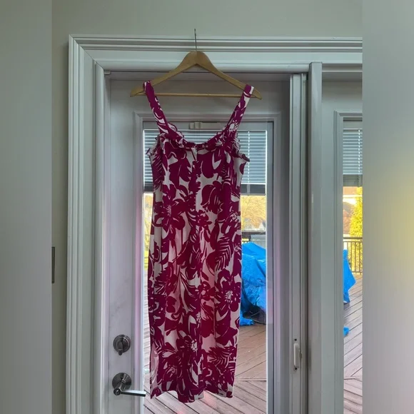 TRINA TURK FLORAL SUMMER DRESS ZIPPER BACK SIDE SLIP SIZE 6 - Picture 3 of 3